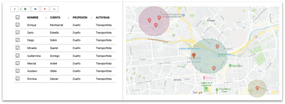 Leads agrupados por zona geográfica en el CRM